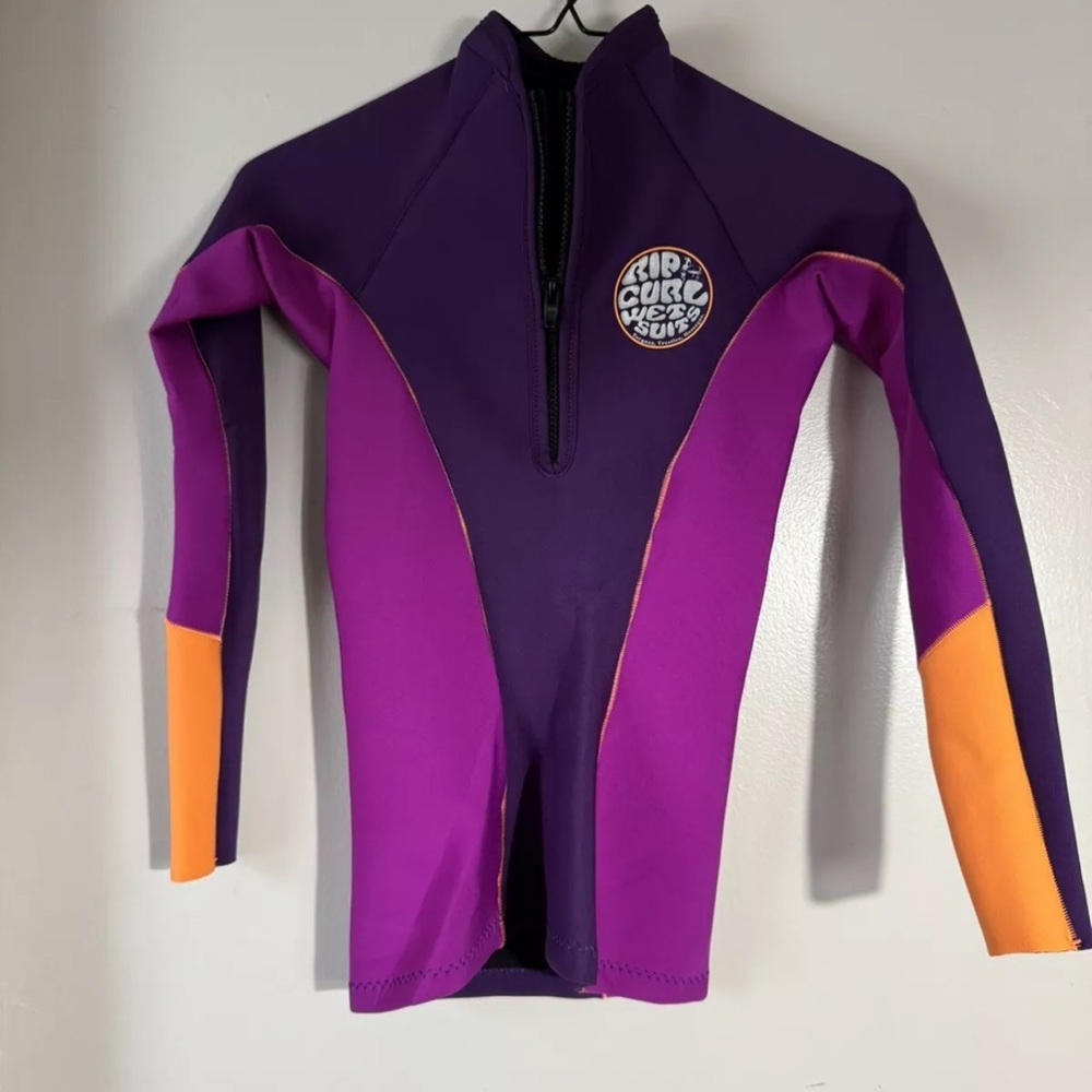 Rip Curl Womens G Bomb 1mm Long Sleeve Front Zip Wetsuit Jacket Purple Size 6